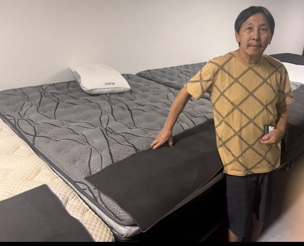 Customer picking out a mattress at our Elk Grove showroom